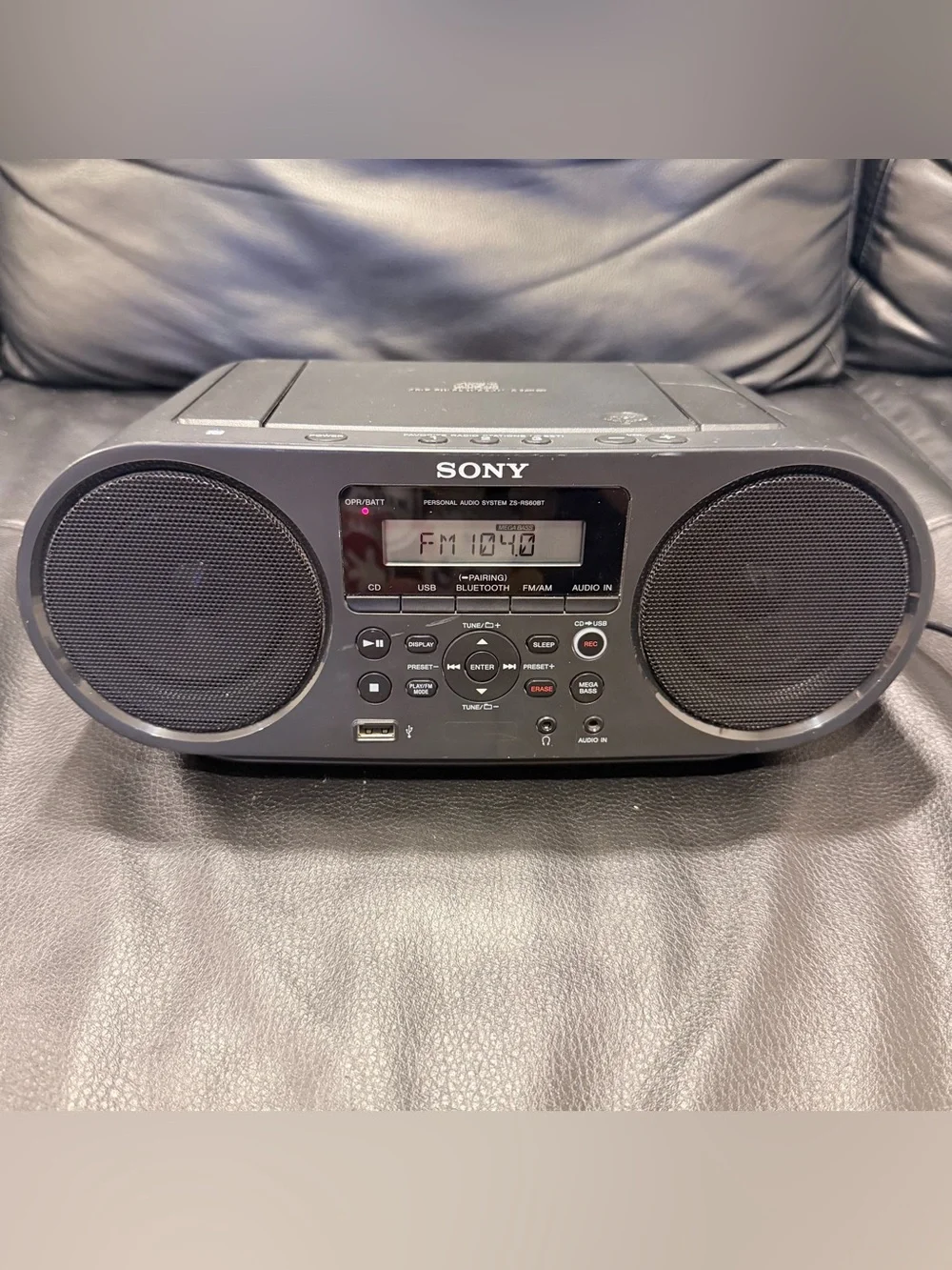 Sony Portable Bluetooth CD Boombox AM/FM Radio with CD, USB, Cassette ZS-RS60BT